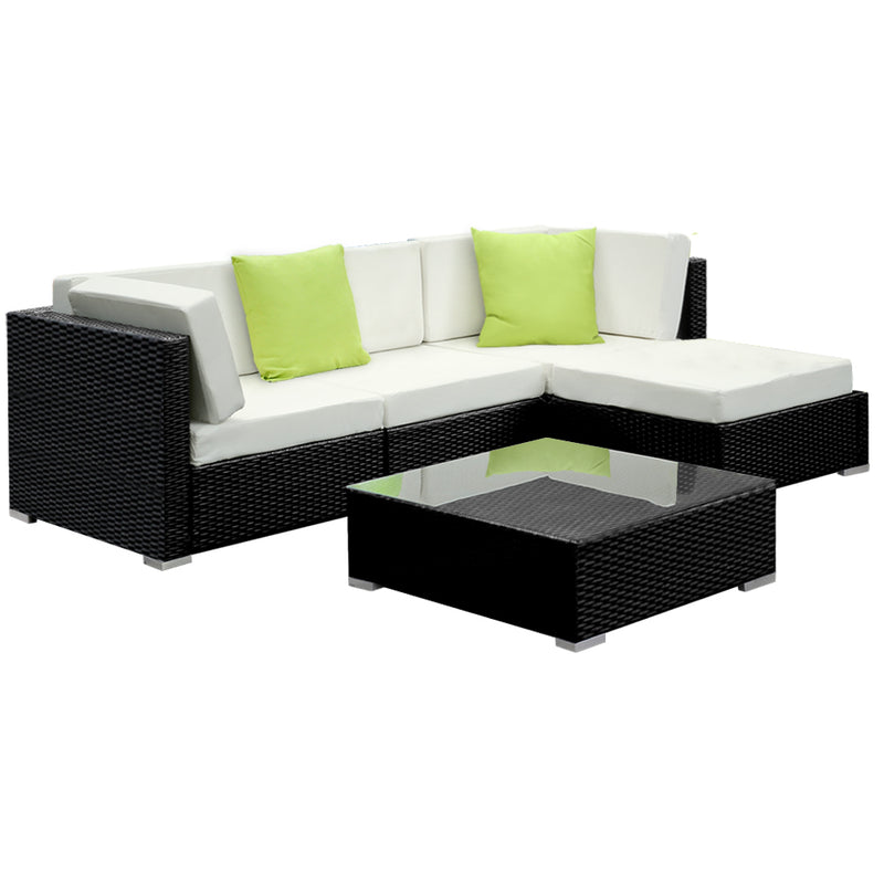 Dealsmate  5-Piece Outdoor Sofa Set Wicker Couch Lounge Setting Cover