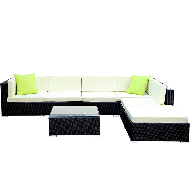 Dealsmate  7-Piece Outdoor Sofa Set Wicker Couch Lounge Setting Cover