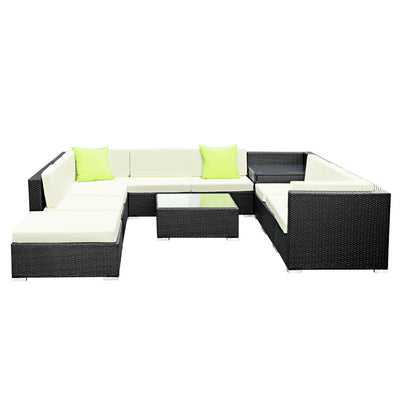 Dealsmate  9-Piece Outdoor Sofa Set Wicker Couch Lounge Setting 7 Seater