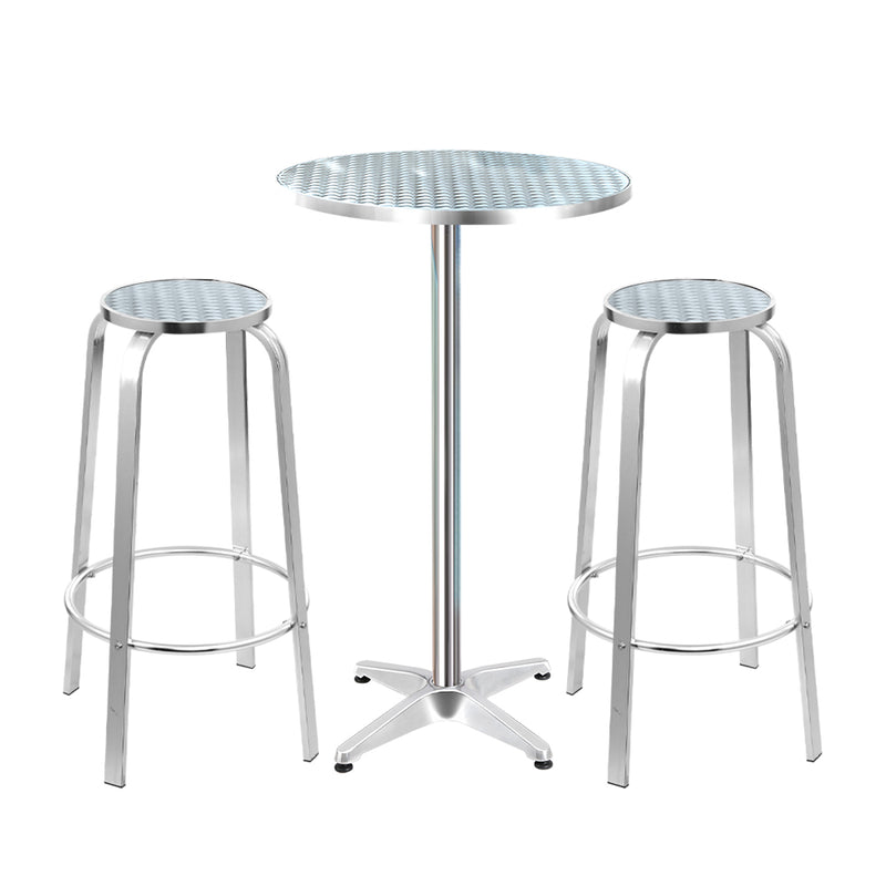 Dealsmate  3-Piece Outdoor Bar Set Bistro Table Stools Adjustable Round Cafe