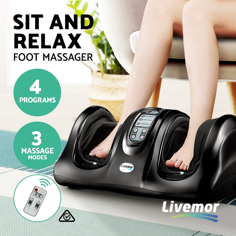 Dealsmate Livemor Foot Massager Shiatsu Massagers Electric Remote Roller Kneading Black