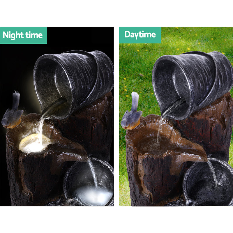 Dealsmate  Solar Water Feature with LED Lights 3-Tier Buckets 76cm