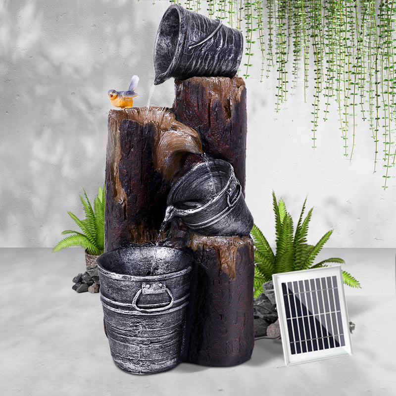 Dealsmate  Solar Water Feature with LED Lights 3-Tier Buckets 76cm