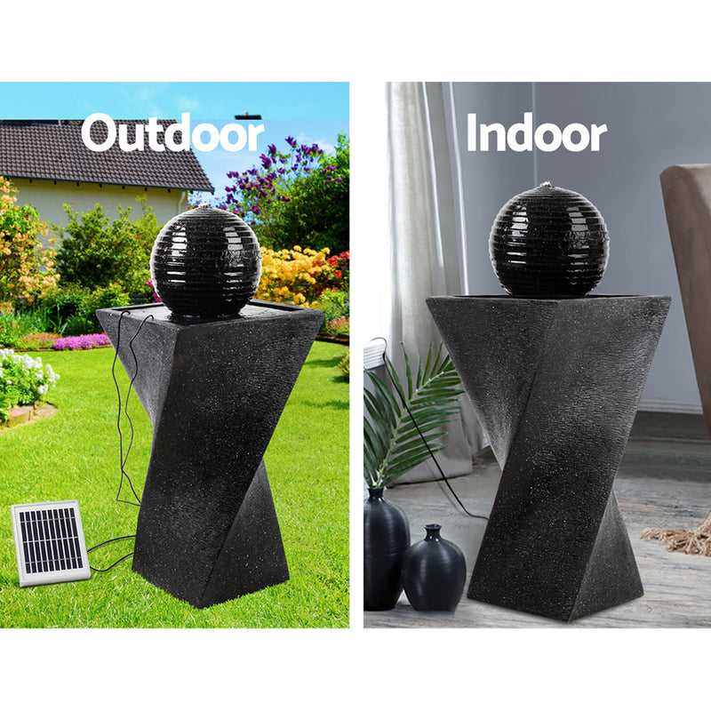 Dealsmate  Solar Water Feature with LED Lights Black 85cm