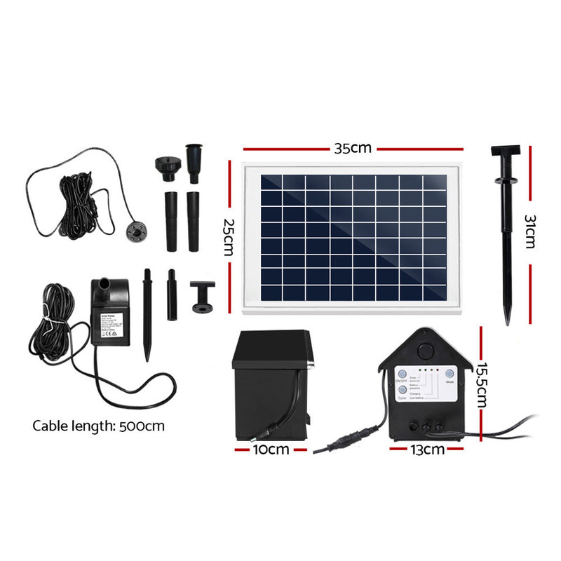 Dealsmate  Solar Pond Pump with Battery Kit LED Lights 6.6FT