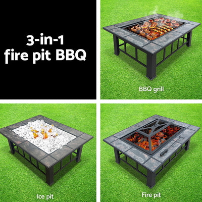 Dealsmate Grillz Fire Pit BBQ Grill Ice Bucket 3-In-1 Table