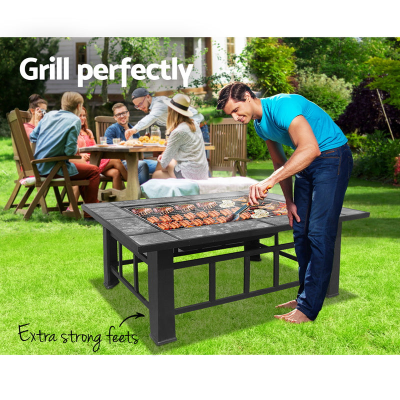 Dealsmate Grillz Fire Pit BBQ Grill Ice Bucket 3-In-1 Table