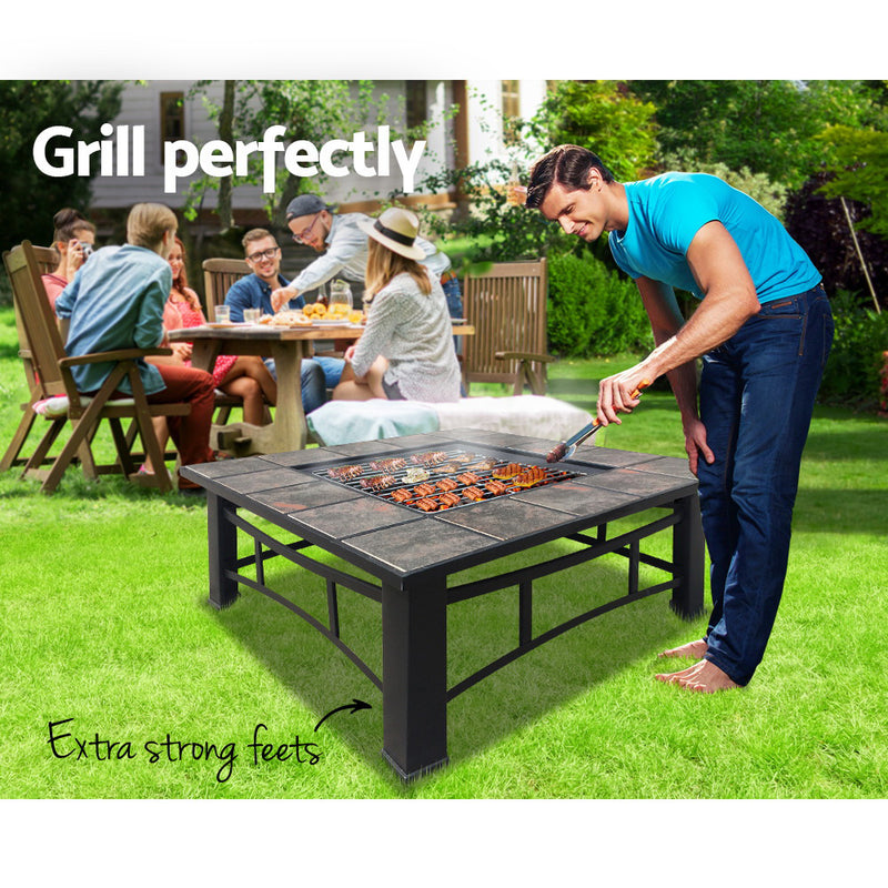 Dealsmate Grillz Fire Pit BBQ Grill Ice Bucket 4-In-1 Table