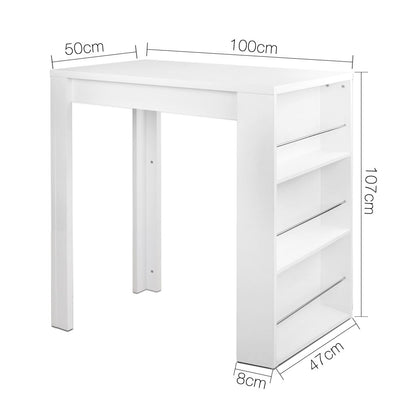 Dealsmate  Bar Table 3-tier Storage Shelves White