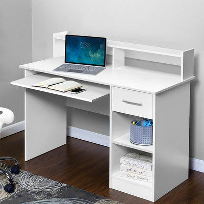 Dealsmate  Computer Desk Shelf Drawer Cabinet White 100CM