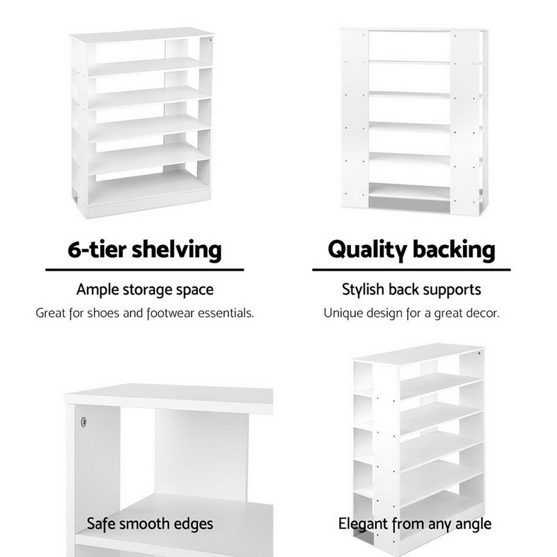 Dealsmate  6-Tier Shoe Rack Cabinet - White