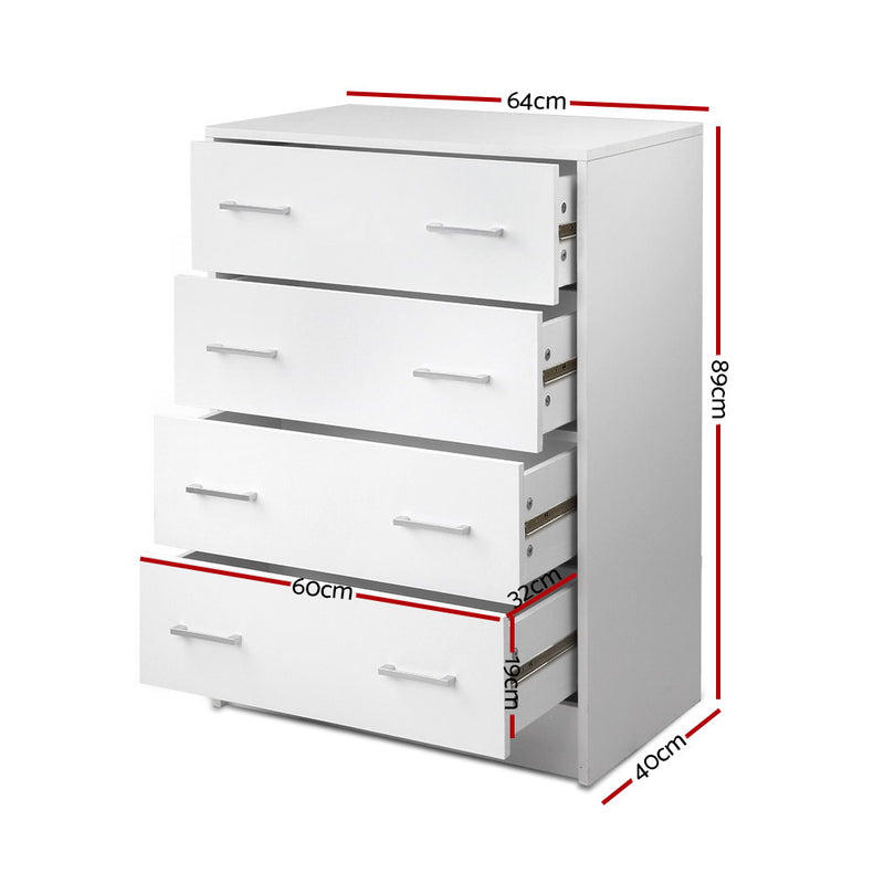 Dealsmate  4 Chest of Drawers - ANDES White