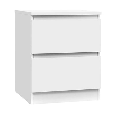 Dealsmate  Bedside Table 2 Drawers - PEPE White