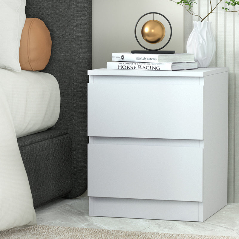 Dealsmate  Bedside Table 2 Drawers - PEPE White