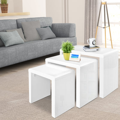 Dealsmate  Nesting Coffee Table Set of 3 Glossy White