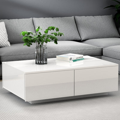 Dealsmate  Coffee Table 4 Drawers White Trevi