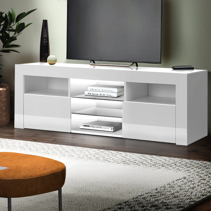 Dealsmate  Entertainment Unit TV Cabinet LED 145cm White Angus