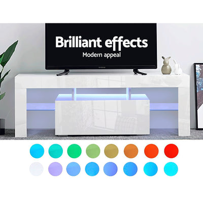 Dealsmate  Entertainment Unit TV Cabinet LED 130cm White Elo
