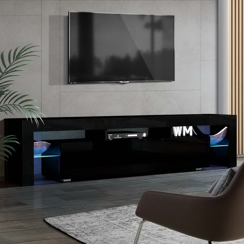 Dealsmate  Entertainment Unit TV Cabinet LED 189cm Black Elo