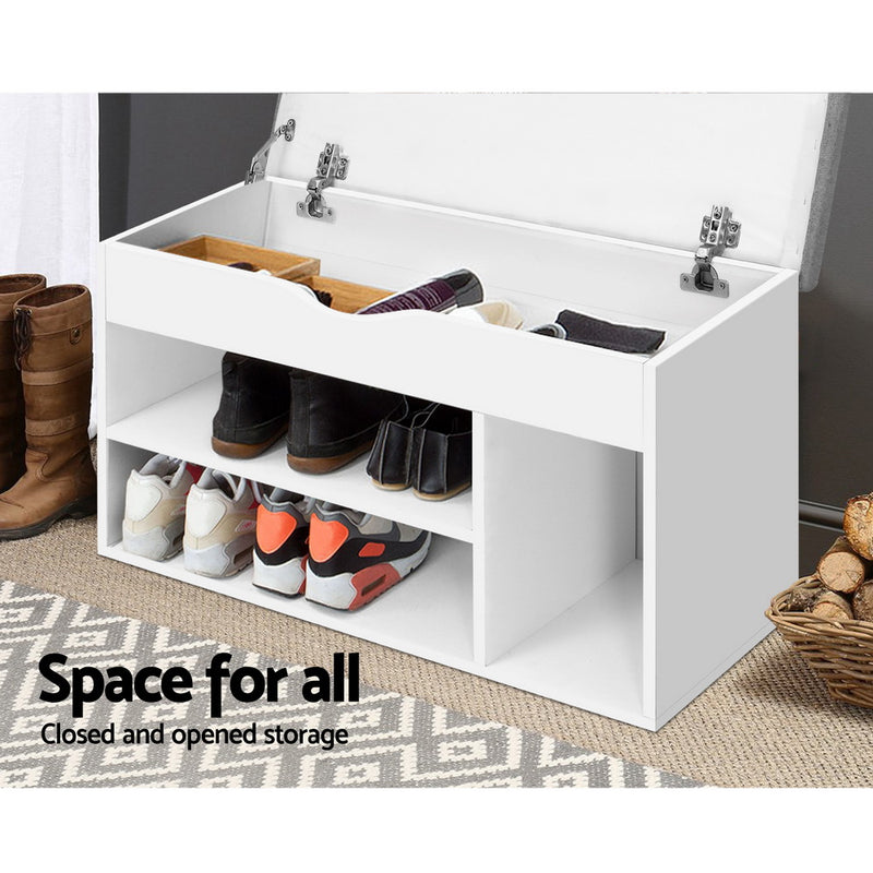 Dealsmate  Shoe Cabinet Bench Shoes Organiser Storage Rack Shelf White Cupboard Box