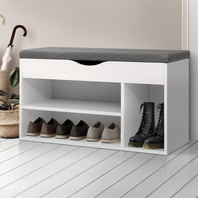 Dealsmate  Shoe Cabinet Bench Shoes Organiser Storage Rack Shelf White Cupboard Box