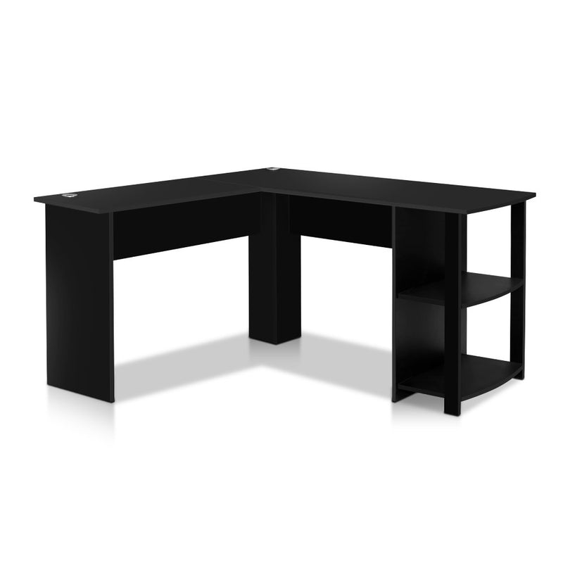 Dealsmate  Computer Desk Shelf L-Shape Black 136CM