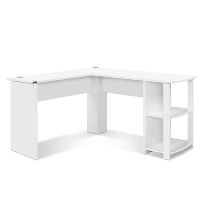 Dealsmate  Computer Desk Shelf L-Shape White 136CM