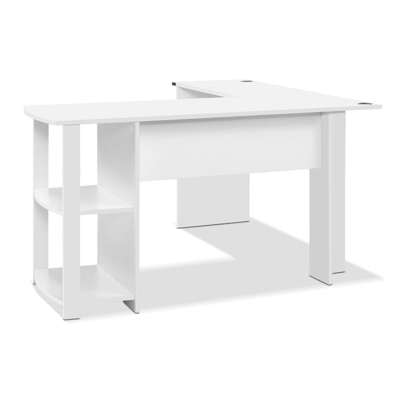 Dealsmate  Computer Desk Shelf L-Shape White 136CM