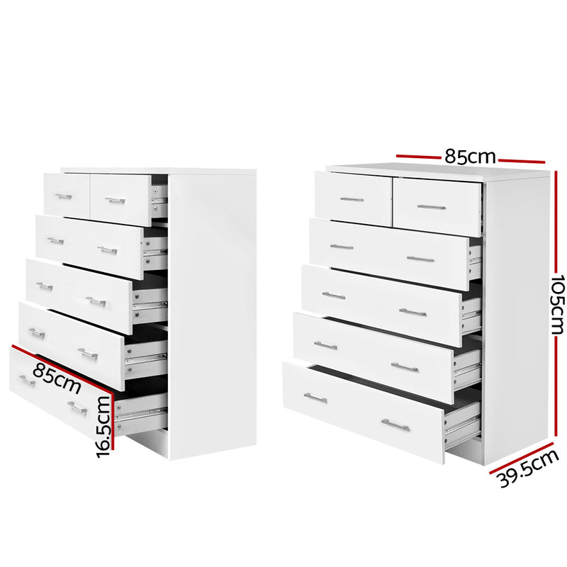 Dealsmate  6 Chest of Drawers - ANDES White