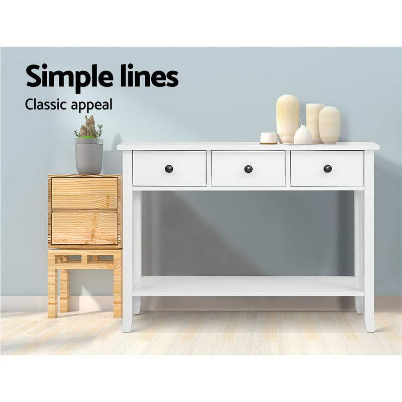 Dealsmate  Console Table 3 Drawers 100CM White Chole