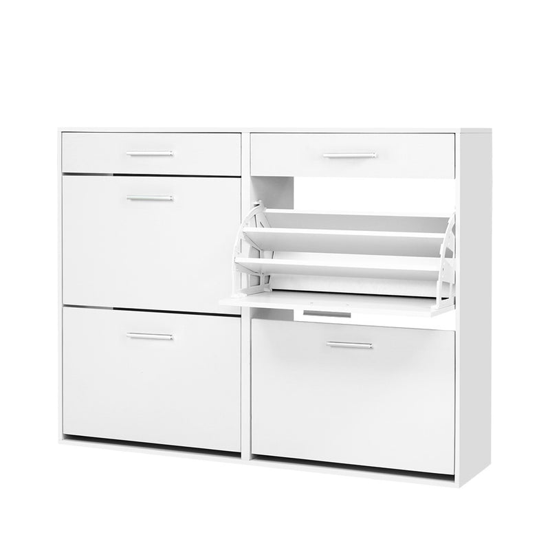 Dealsmate  36 Pairs Shoe Cabinet Rack Organisers Storage Shelf Drawer Cupboard White