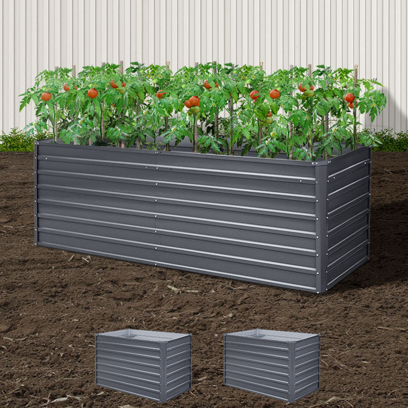 Dealsmate Greenfingers Garden Bed 240x80x77cm Planter Box Raised Container Galvanised Herb