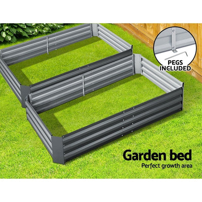 Dealsmate Greenfingers 2x Garden Bed 150x90cm Planter Box Raised Container Galvanised Herb