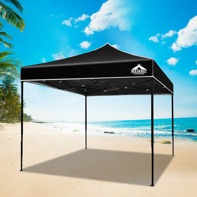 Dealsmate Instahut Gazebo Pop Up Marquee 3x3m Folding Tent Wedding Outdoor Camping Canopy Gazebos Shade Black