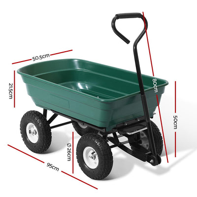 Dealsmate  Garden Cart Dump 270kg Hand Trailer Trolley Wagon Wheelbarrow Pull 75L