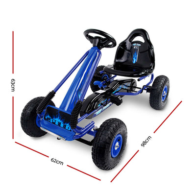 Dealsmate  Kids Pedal Go Kart Ride On Toys Racing Car Rubber Tyre Blue
