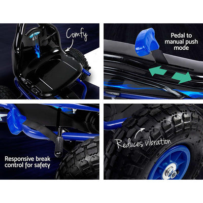 Dealsmate  Kids Pedal Go Kart Ride On Toys Racing Car Rubber Tyre Blue
