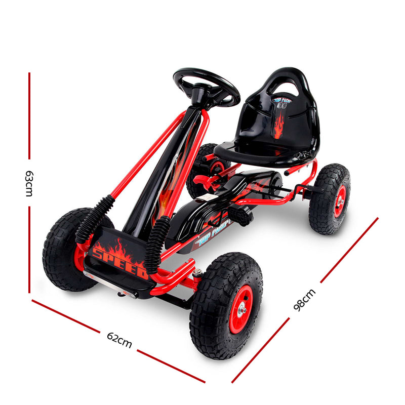 Dealsmate  Kids Pedal Go Kart Ride On Toys Racing Car Rubber Tyre Red