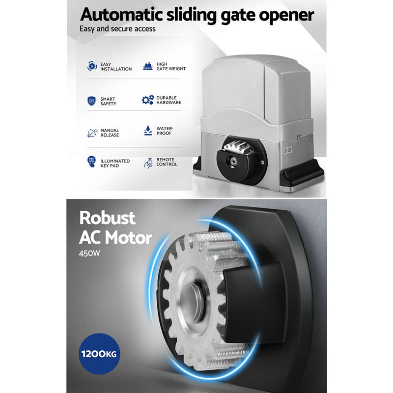 Dealsmate Auto Electric Sliding Gate Opener 1200KG 6M Rails