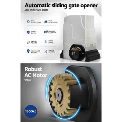 Dealsmate Lockmaster Automatic Sliding Gate Opener Kit 4M 1800KG