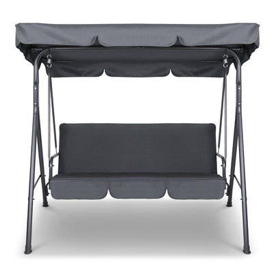 Dealsmate  Outdoor Swing Chair Garden Bench Furniture Canopy 3 Seater Grey
