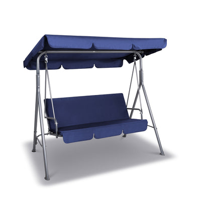 Dealsmate  Outdoor Swing Chair Garden Bench Furniture Canopy 3 Seater Navy