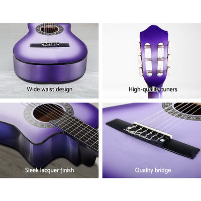 Dealsmate Alpha 34 Inch Classical Guitar Wooden Body Nylon String Beginner Kids Gift Purple