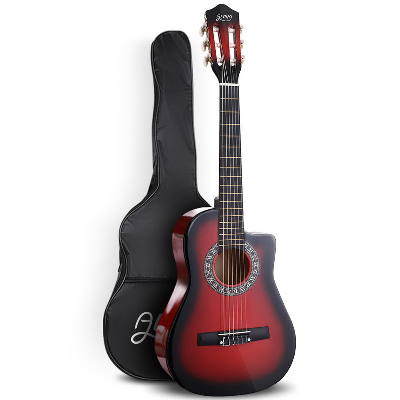 Dealsmate Alpha 34 Inch Classical Guitar Wooden Body Nylon String Beginner Kids Gift Red