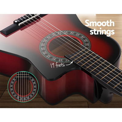 Dealsmate Alpha 34 Inch Classical Guitar Wooden Body Nylon String Beginner Kids Gift Red