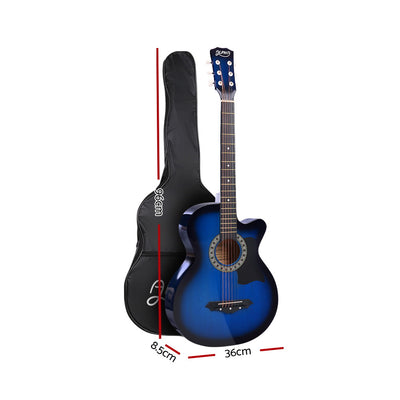 Dealsmate Alpha 38 Inch Acoustic Guitar Wooden Body Steel String Full Size Cutaway Blue