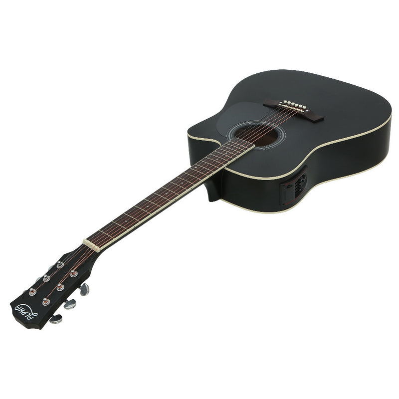 Dealsmate Alpha 41 Inch Acoustic Guitar Equaliser Electric Output Jack Cutaway Black