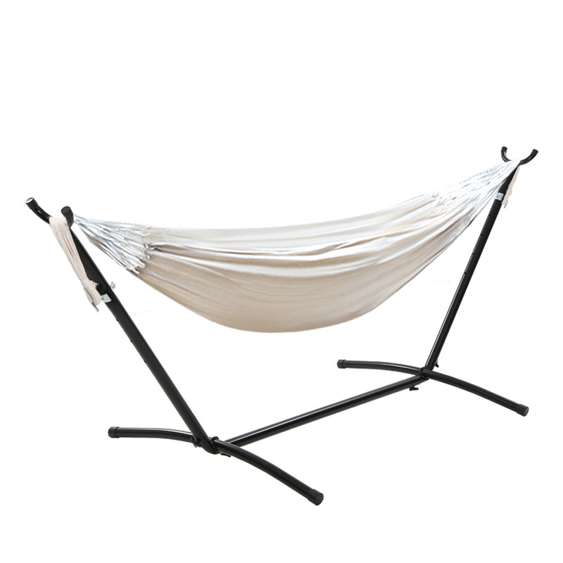 Dealsmate  Hammock Bed Camping Chair Outdoor Lounge Single Cotton with Stand