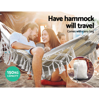 Dealsmate  Hammock Bed Rope Tassel Outdoor Hammocks Chair Camping