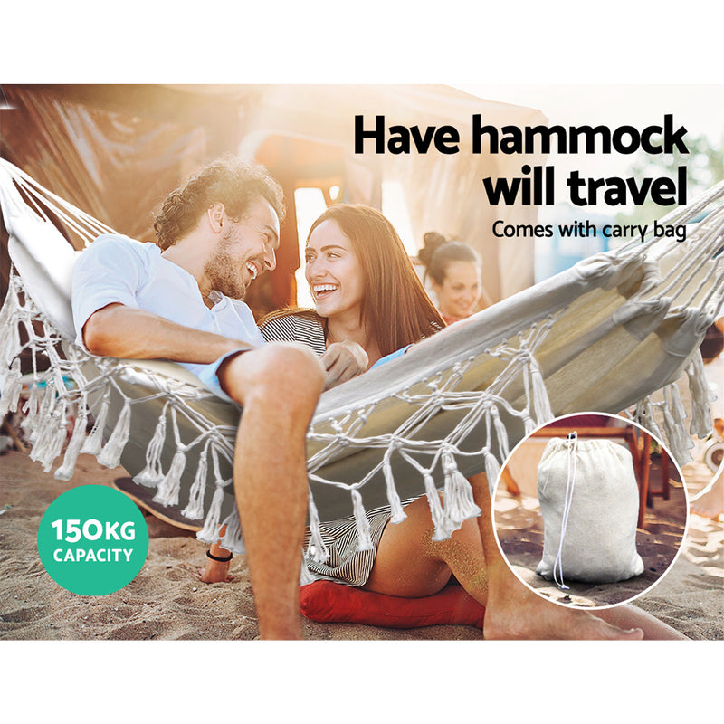 Dealsmate  Hammock Bed Rope Tassel Outdoor Hammocks Chair Camping
